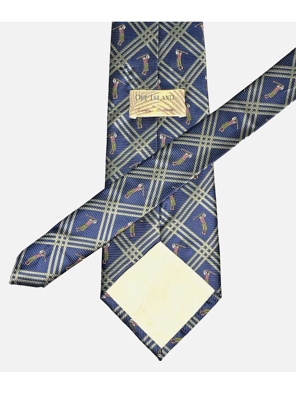 Tommy Bahama Off Island Men's Tie Golf Plaid Blue Green Silk 4"x59" EUC